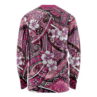 Polynesian Hibiscus Tropical Pink Floral Long Sleeve Shirt Tribal Pattern - Polynesian Pride