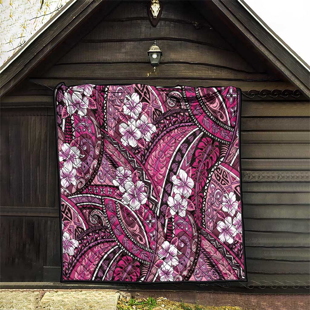 Polynesian Hibiscus Tropical Pink Floral Quilt Tribal Pattern - Polynesian Pride