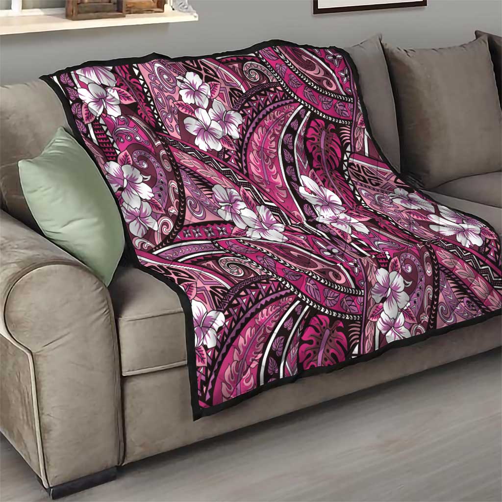 Polynesian Hibiscus Tropical Pink Floral Quilt Tribal Pattern - Polynesian Pride