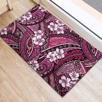 Polynesian Hibiscus Tropical Pink Floral Rubber Doormat Tribal Pattern - Polynesian Pride