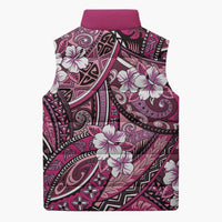 Polynesian Hibiscus Tropical Pink Floral Sleeveless Puffer Jacket Tribal Pattern - Polynesian Pride