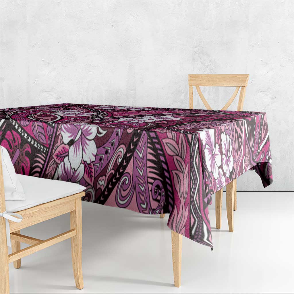 Polynesian Hibiscus Tropical Pink Floral Tablecloth Tribal Pattern LT01 - Polynesian Pride