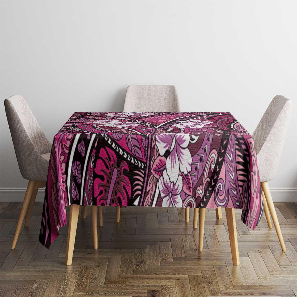 Polynesian Hibiscus Tropical Pink Floral Tablecloth Tribal Pattern LT01 - Polynesian Pride