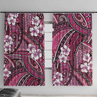Polynesian Hibiscus Tropical Pink Floral Window Curtain Tribal Pattern LT01 With Hooks Pink - Polynesian Pride