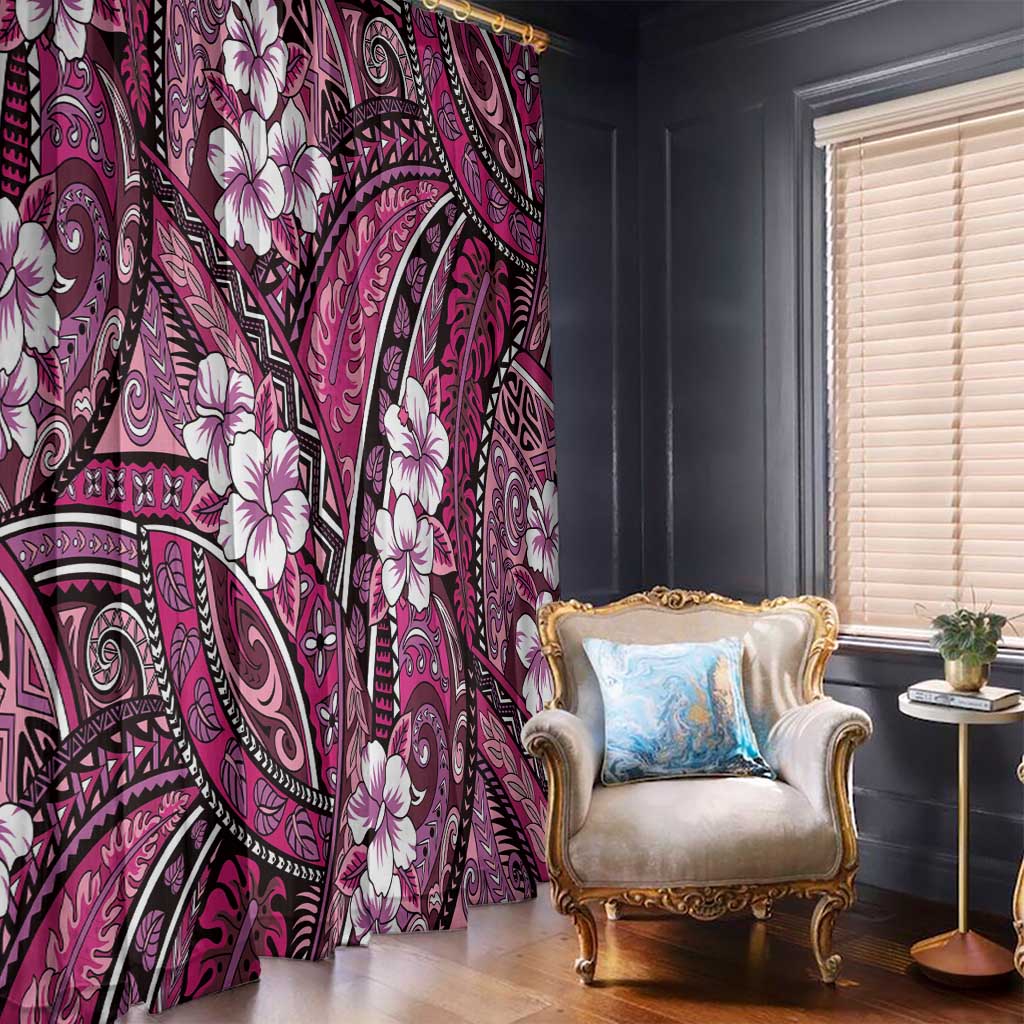 Polynesian Hibiscus Tropical Pink Floral Window Curtain Tribal Pattern LT01 - Polynesian Pride