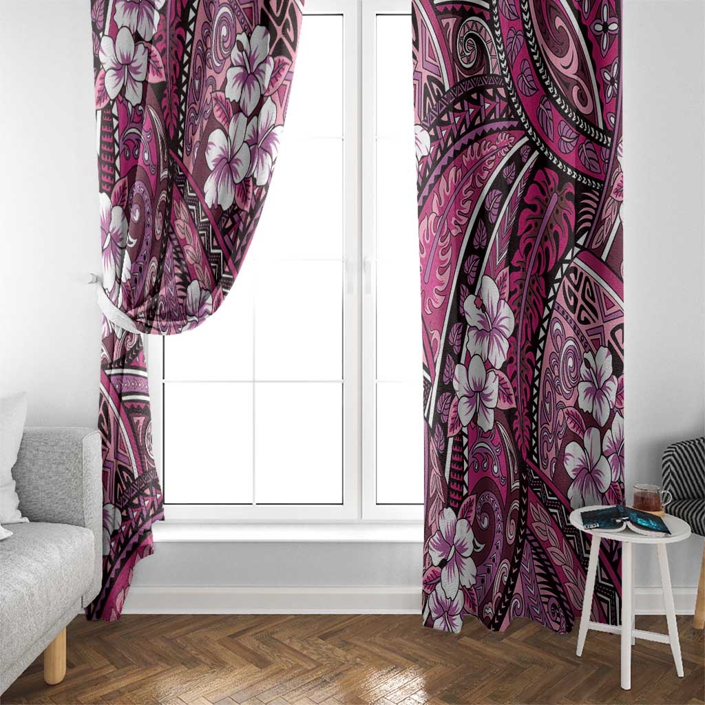 Polynesian Hibiscus Tropical Pink Floral Window Curtain Tribal Pattern LT01 - Polynesian Pride