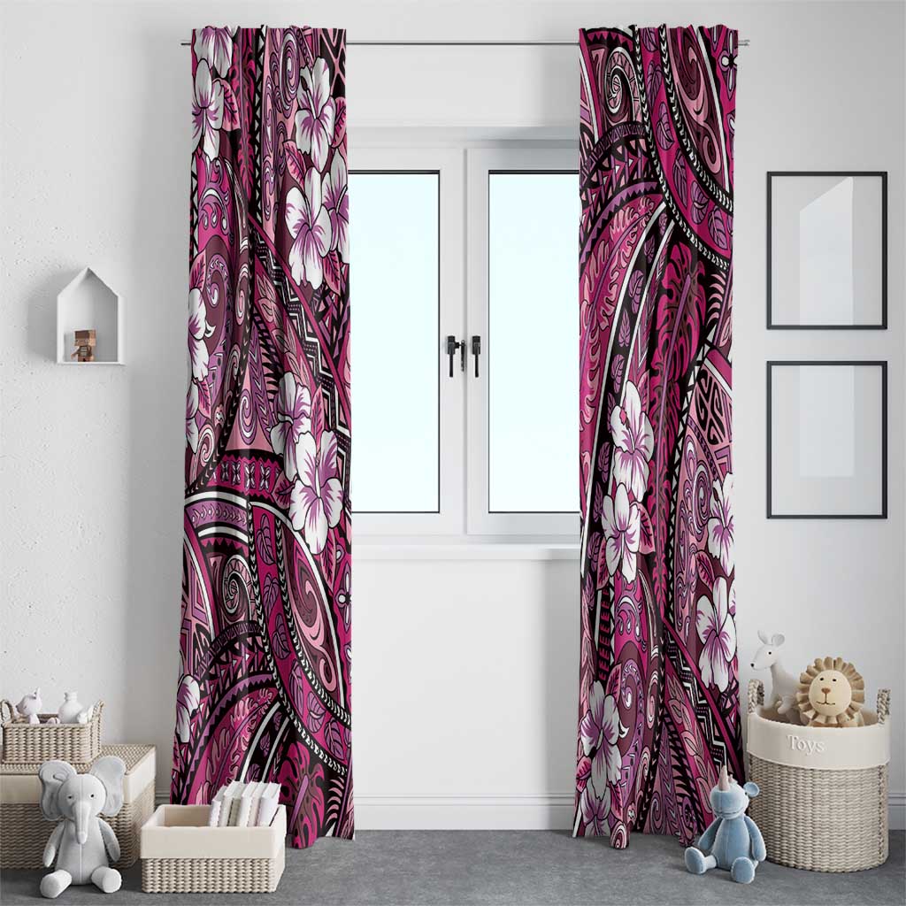 Polynesian Hibiscus Tropical Pink Floral Window Curtain Tribal Pattern LT01 - Polynesian Pride