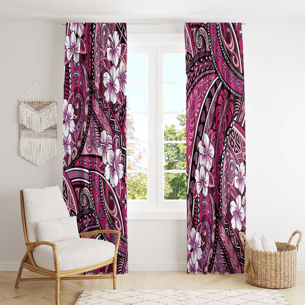 Polynesian Hibiscus Tropical Pink Floral Window Curtain Tribal Pattern LT01 - Polynesian Pride