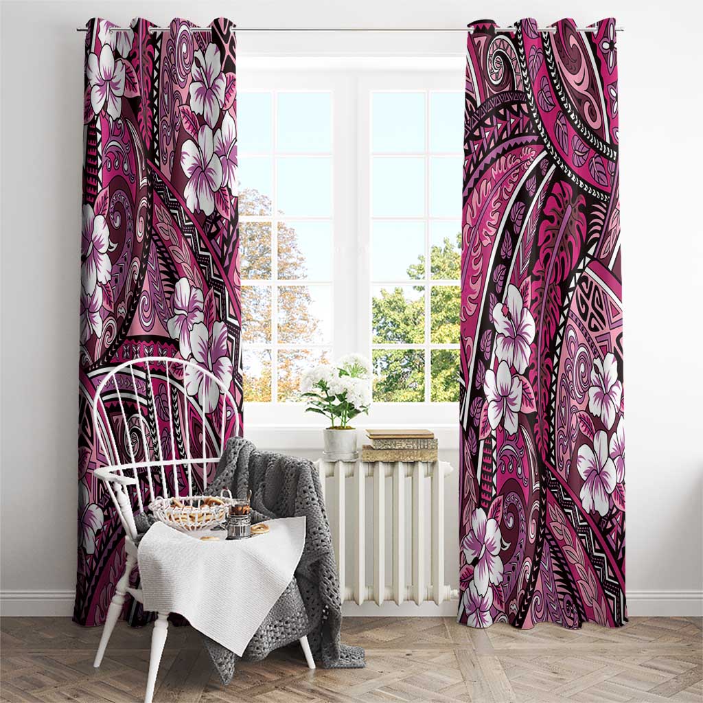 Polynesian Hibiscus Tropical Pink Floral Window Curtain Tribal Pattern LT01 - Polynesian Pride
