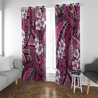 Polynesian Hibiscus Tropical Pink Floral Window Curtain Tribal Pattern LT01 With Grommets Pink - Polynesian Pride