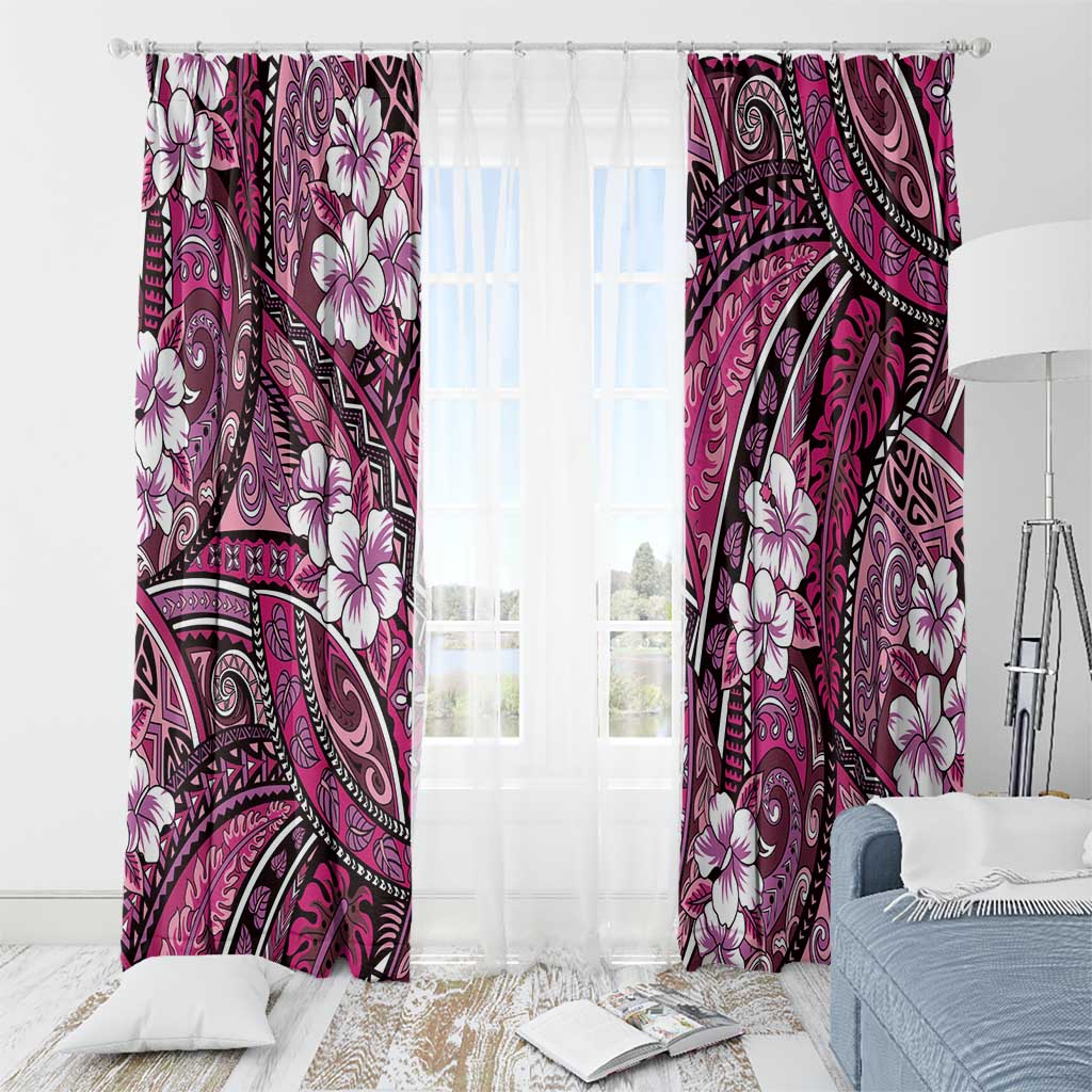Polynesian Hibiscus Tropical Pink Floral Window Curtain Tribal Pattern LT01 - Polynesian Pride
