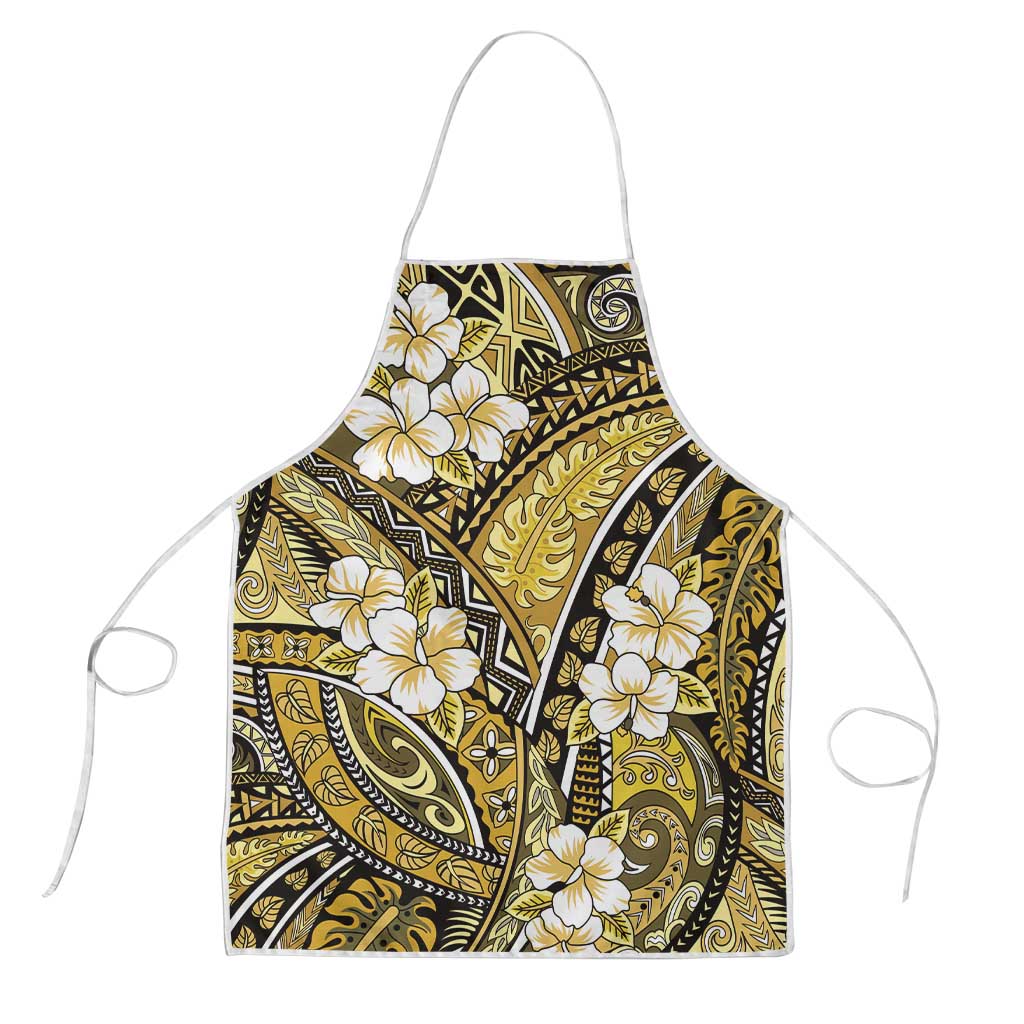 Polynesian Hibiscus Tropical Yellow Floral Apron Tribal Pattern - Polynesian Pride