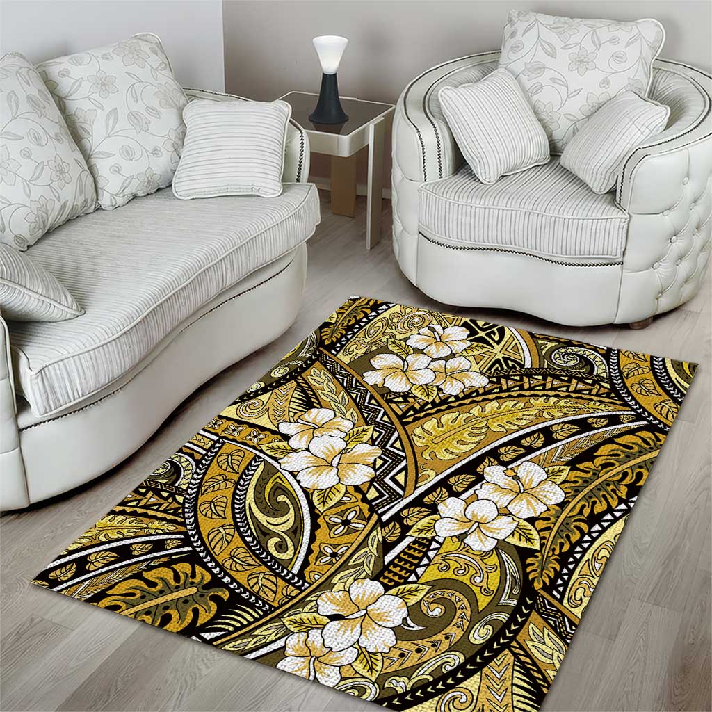 Polynesian Hibiscus Tropical Yellow Floral Area Rug Tribal Pattern LT01 - Polynesian Pride