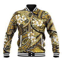 Polynesian Hibiscus Tropical Yellow Floral Baseball Jacket Tribal Pattern LT01 Unisex Yellow - Polynesian Pride