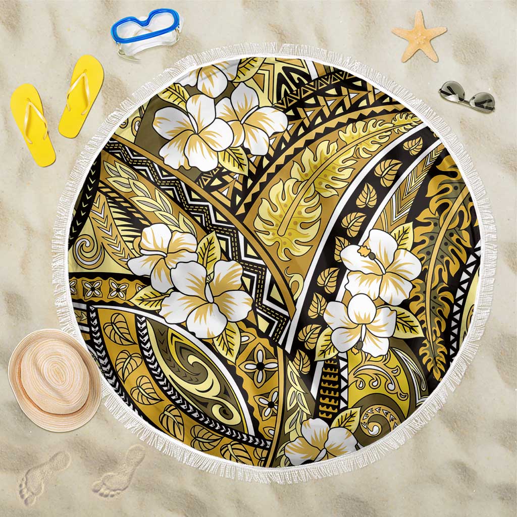 Polynesian Hibiscus Tropical Yellow Floral Beach Blanket Tribal Pattern - Polynesian Pride