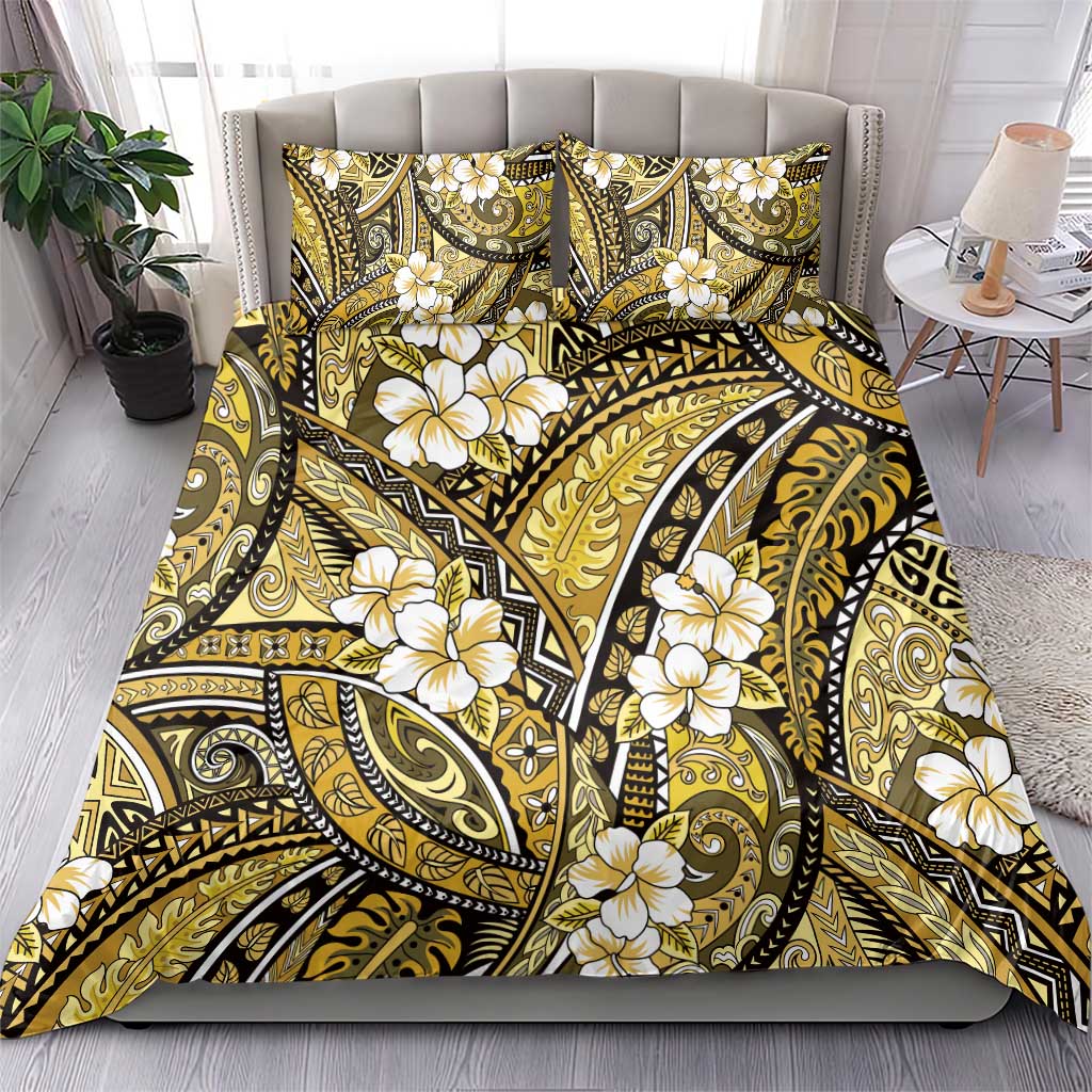 Polynesian Hibiscus Tropical Yellow Floral Bedding Set Tribal Pattern - Polynesian Pride