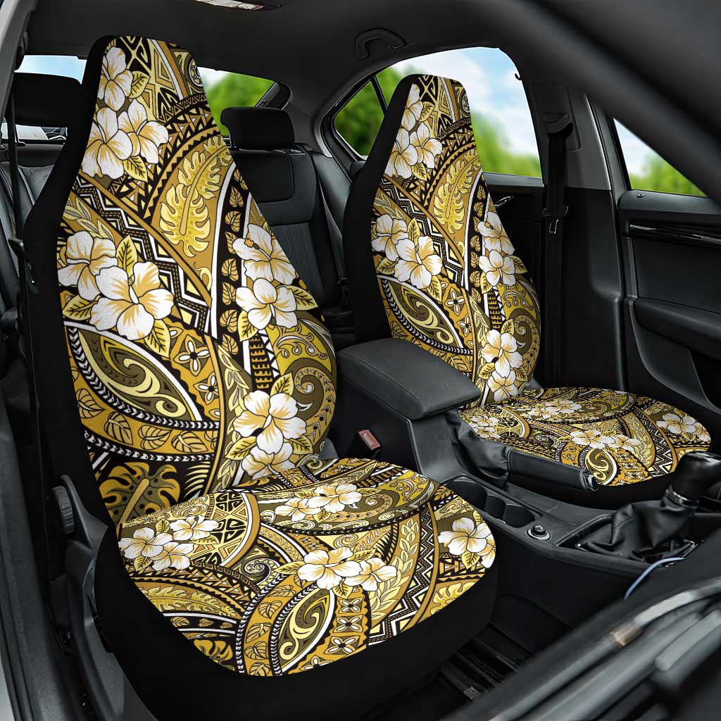 Polynesian Hibiscus Tropical Yellow Floral Car Seat Cover Tribal Pattern - Polynesian Pride