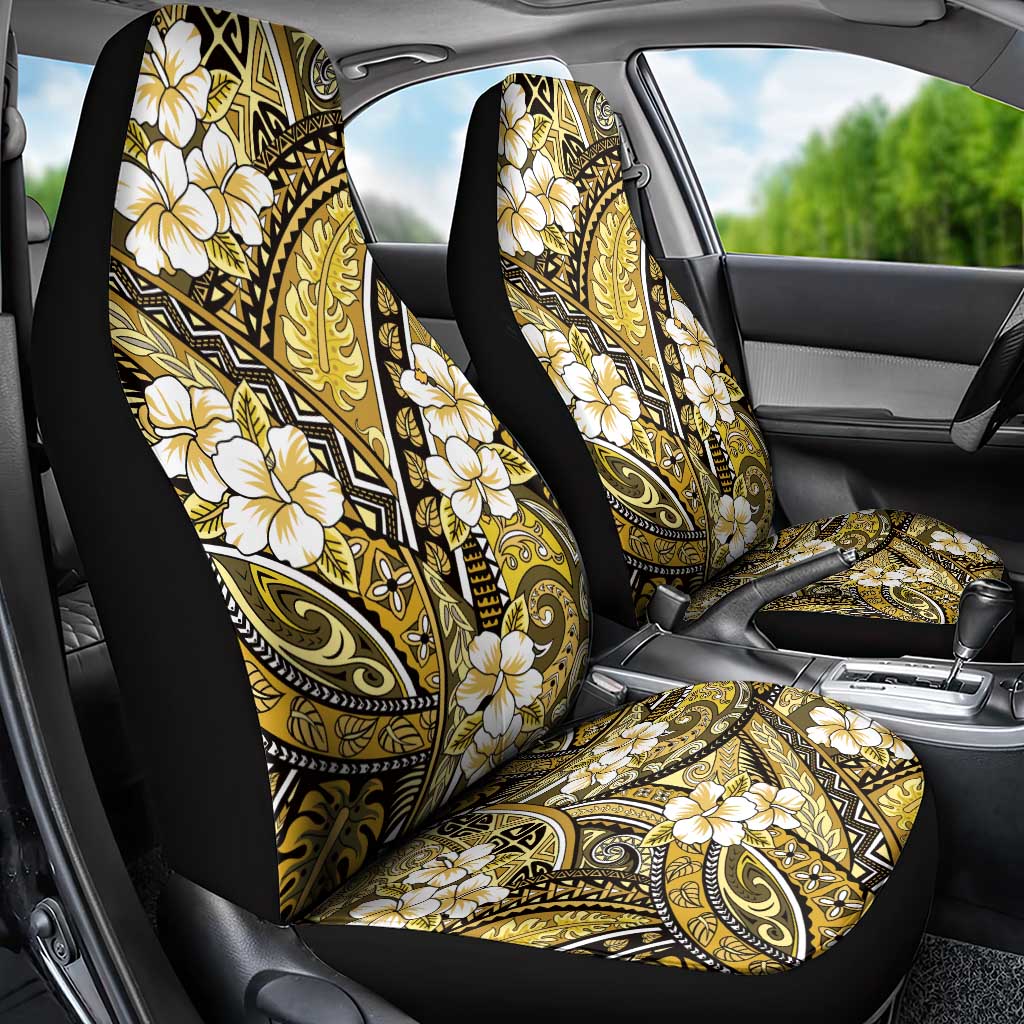 Polynesian Hibiscus Tropical Yellow Floral Car Seat Cover Tribal Pattern - Polynesian Pride