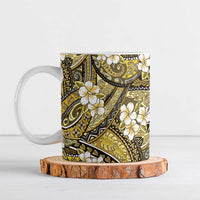 Polynesian Hibiscus Tropical Yellow Floral Ceramic Mug Tribal Pattern - Polynesian Pride