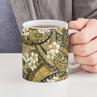 Polynesian Hibiscus Tropical Yellow Floral Ceramic Mug Tribal Pattern - Polynesian Pride