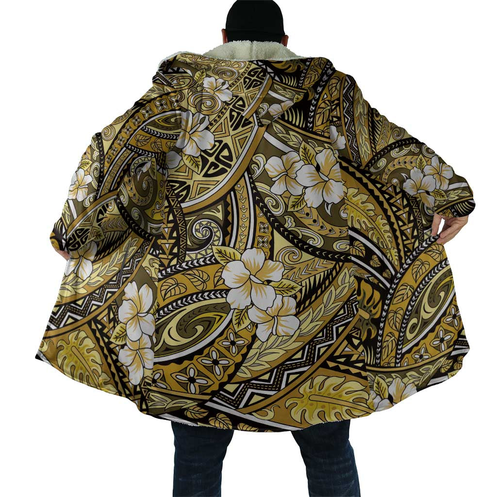 Polynesian Hibiscus Tropical Yellow Floral Cloak Tribal Pattern - Polynesian Pride