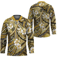 Polynesian Hibiscus Tropical Yellow Floral Hockey Jersey Tribal Pattern - Polynesian Pride