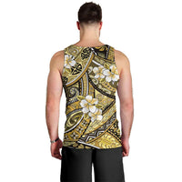 Polynesian Hibiscus Tropical Yellow Floral Men Tank Top Tribal Pattern - Polynesian Pride