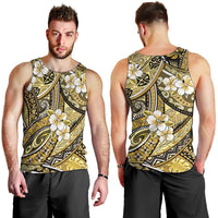 Polynesian Hibiscus Tropical Yellow Floral Men Tank Top Tribal Pattern - Polynesian Pride