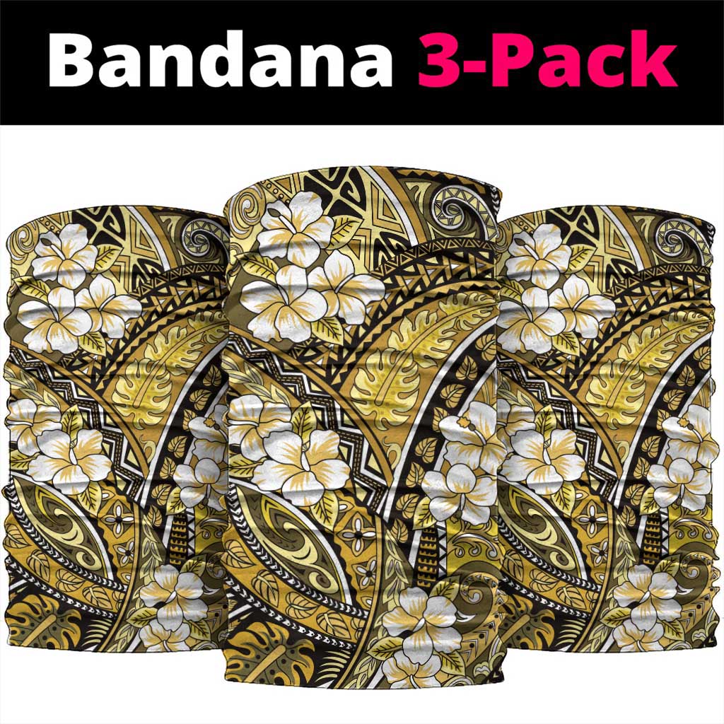 Polynesian Hibiscus Tropical Yellow Floral Neck Gaiter Tribal Pattern - Polynesian Pride