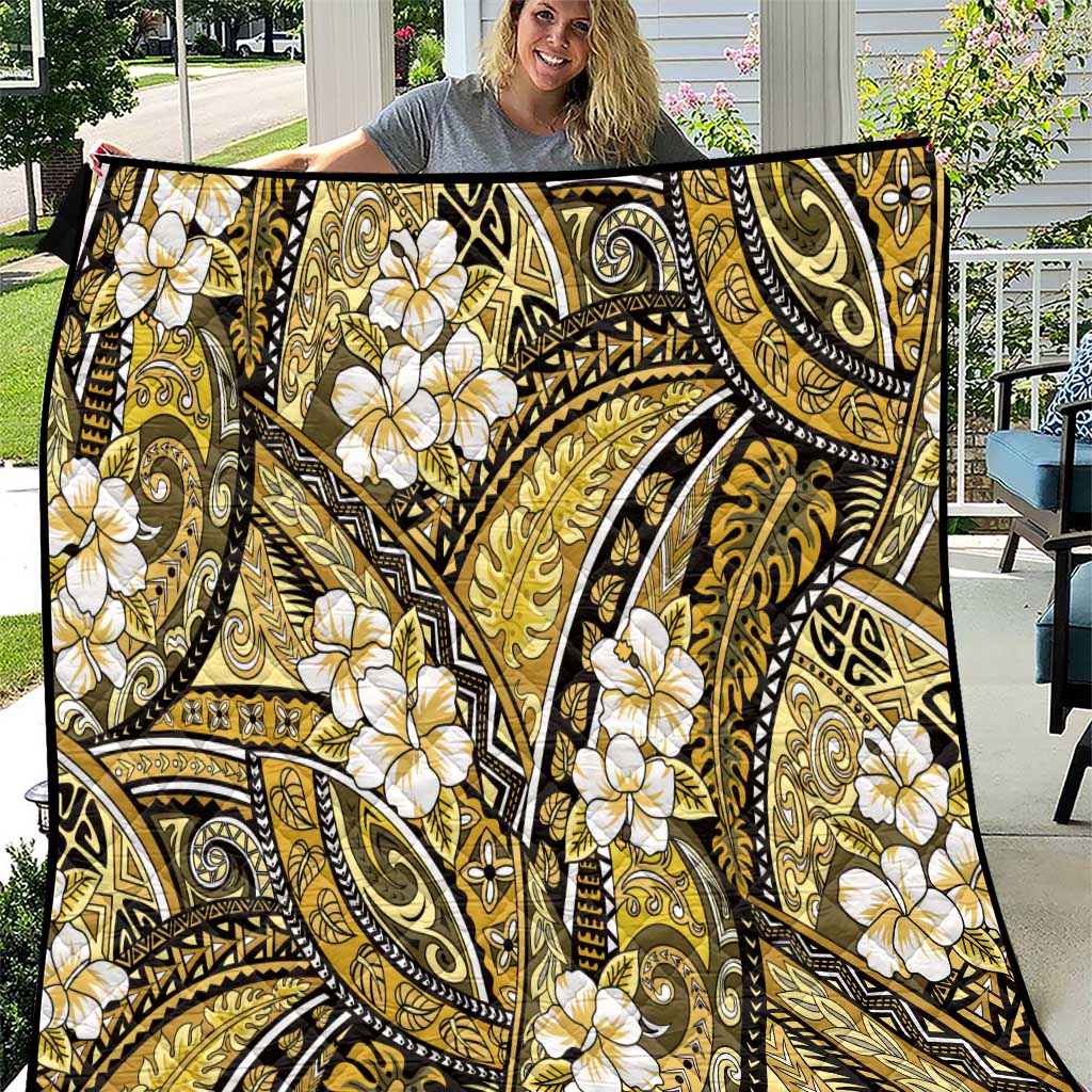 Polynesian Hibiscus Tropical Yellow Floral Quilt Tribal Pattern - Polynesian Pride