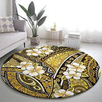 Polynesian Hibiscus Tropical Yellow Floral Round Carpet Tribal Pattern LT01 - Polynesian Pride