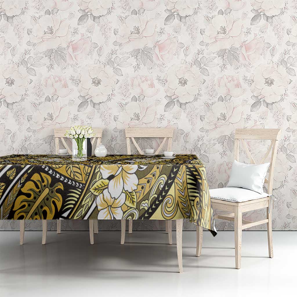 Polynesian Hibiscus Tropical Yellow Floral Tablecloth Tribal Pattern LT01 - Polynesian Pride