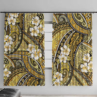 Polynesian Hibiscus Tropical Yellow Floral Window Curtain Tribal Pattern LT01 With Hooks Yellow - Polynesian Pride