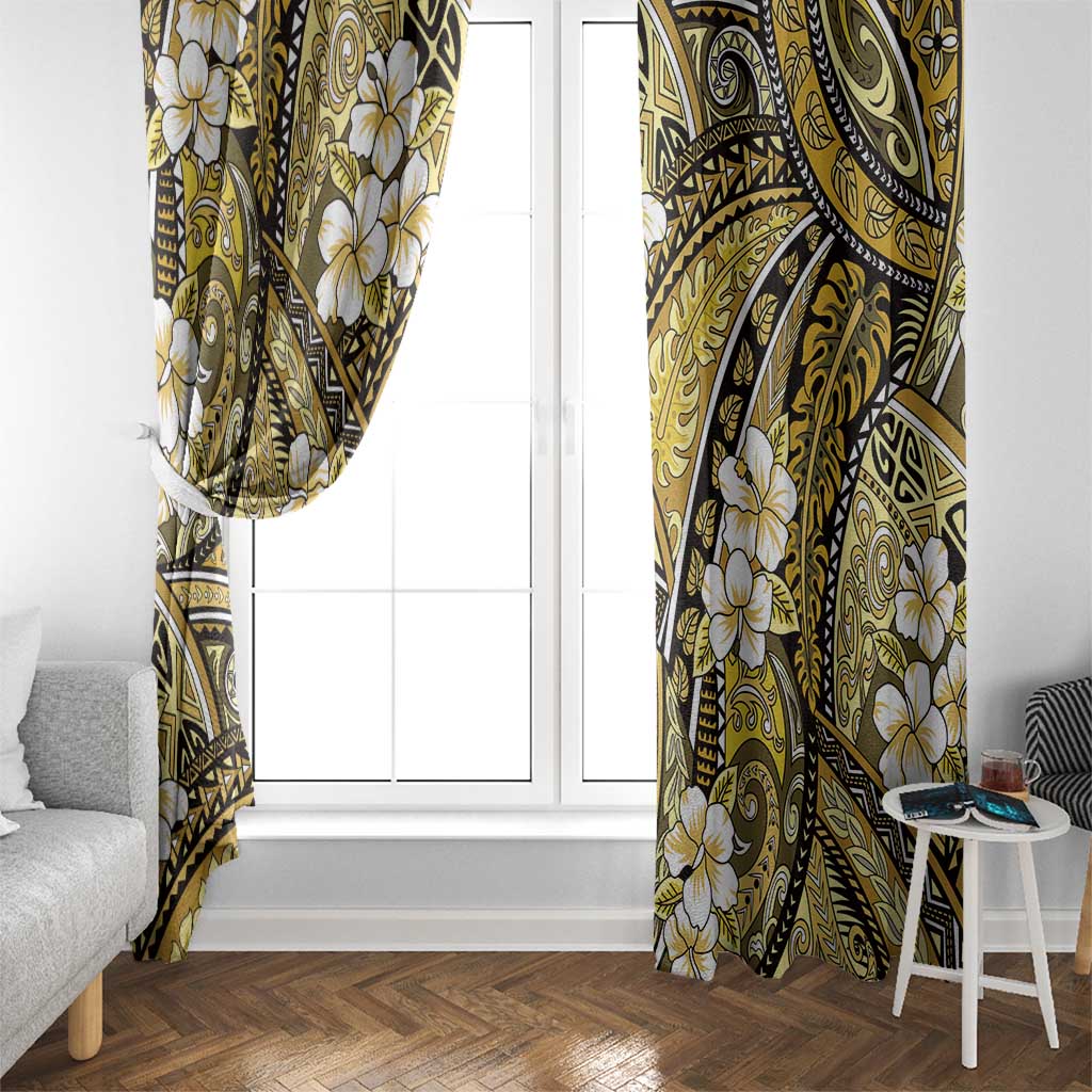 Polynesian Hibiscus Tropical Yellow Floral Window Curtain Tribal Pattern LT01 - Polynesian Pride