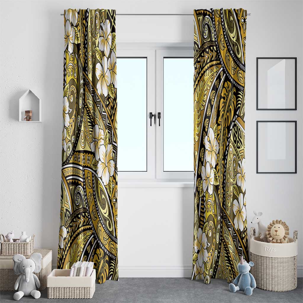 Polynesian Hibiscus Tropical Yellow Floral Window Curtain Tribal Pattern LT01 - Polynesian Pride