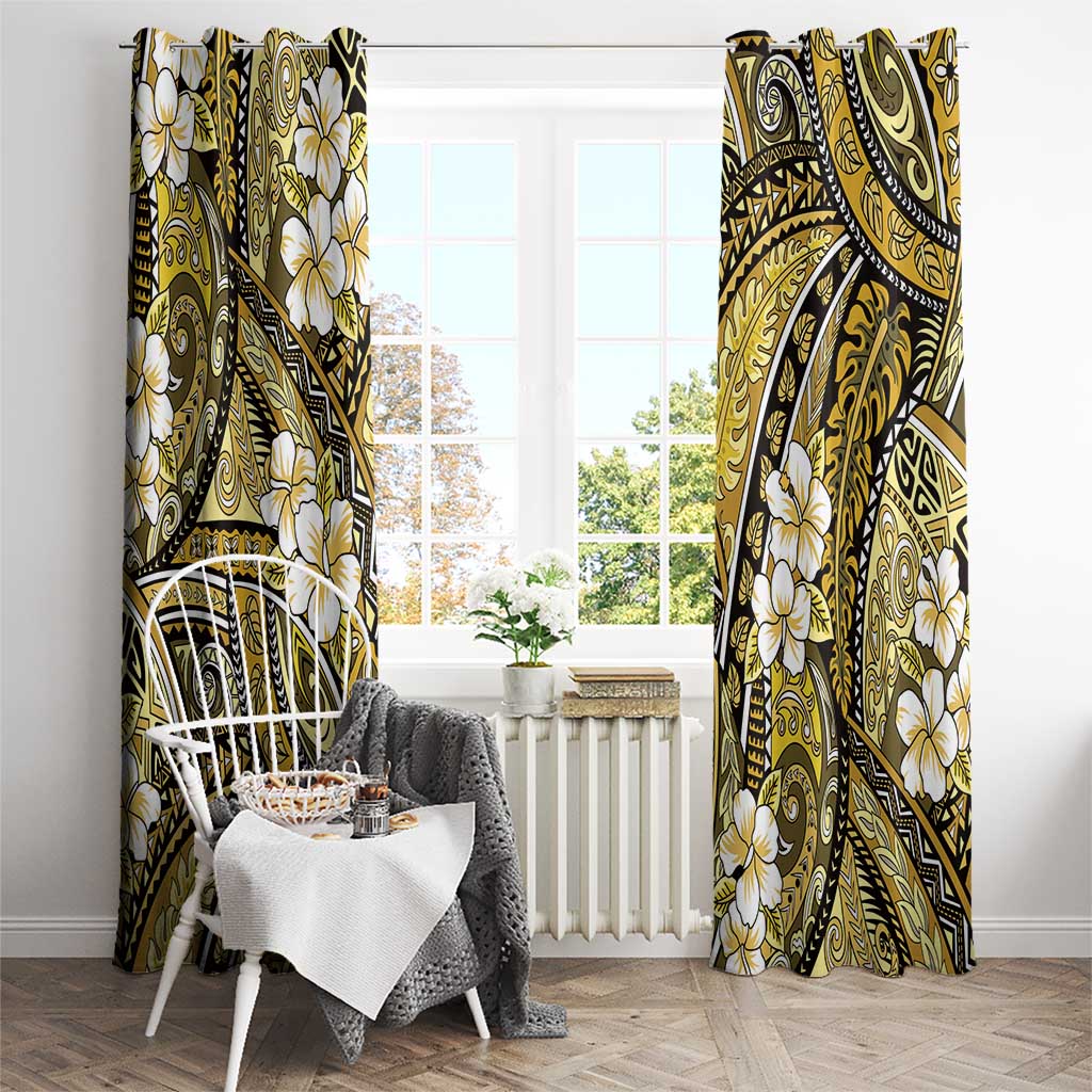 Polynesian Hibiscus Tropical Yellow Floral Window Curtain Tribal Pattern LT01 - Polynesian Pride