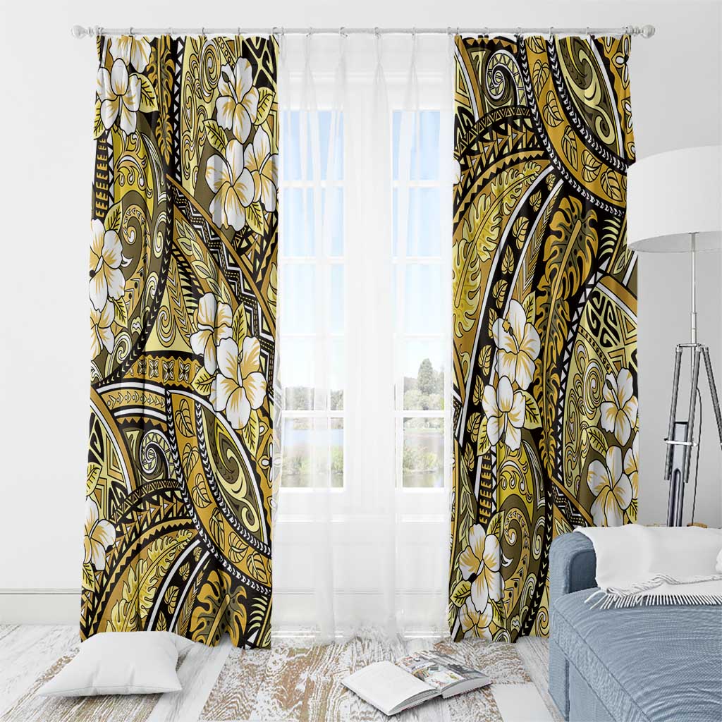 Polynesian Hibiscus Tropical Yellow Floral Window Curtain Tribal Pattern LT01 - Polynesian Pride