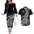 New Zealand Silver Fern Rugby Couples Matching Off The Shoulder Long Sleeve Dress and Hawaiian Shirt Aotearoa Kiwi Maori Black Version LT01 Black - Polynesian Pride