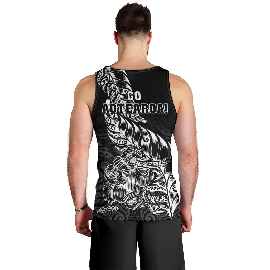 New Zealand Silver Fern Rugby Men Tank Top Aotearoa Kiwi Maori Black Version LT01 - Polynesian Pride