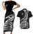 Custom New Zealand Silver Fern Rugby Couples Matching Short Sleeve Bodycon Dress and Hawaiian Shirt Aotearoa Kiwi Maori Black Version LT01 Black - Polynesian Pride