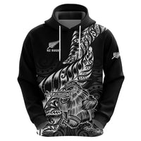 Custom New Zealand Silver Fern Rugby Hoodie Aotearoa Kiwi Maori Black Version LT01 - Polynesian Pride