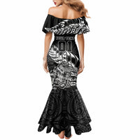 Custom New Zealand Silver Fern Rugby Mermaid Dress Aotearoa Kiwi Maori Black Version LT01 - Polynesian Pride