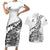 New Zealand Silver Fern Rugby Couples Matching Short Sleeve Bodycon Dress and Hawaiian Shirt Aotearoa Kiwi Maori White Version LT01 White - Polynesian Pride