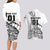 Custom New Zealand Silver Fern Rugby Couples Matching Long Sleeve Bodycon Dress and Hawaiian Shirt Aotearoa Kiwi Maori White Version LT01 - Polynesian Pride