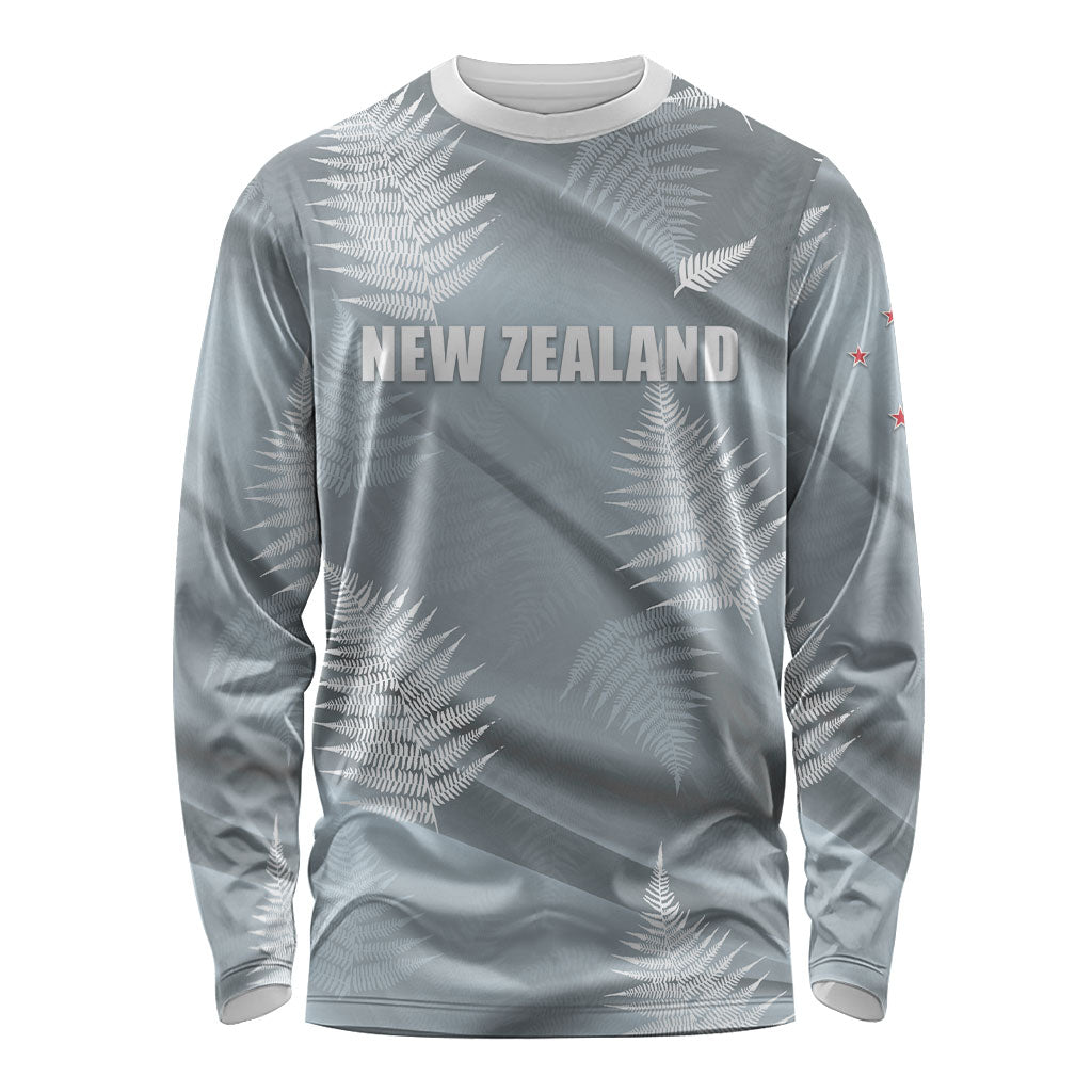 Custom Rugby New Zealand 2026 Long Sleeve Shirt The Fern Go Champions LT01 Unisex Grey - Polynesian Pride