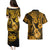 Hawaii Ukulele Couples Matching Puletasi Dress and Hawaiian Shirt Polynesian Pattern Gold Version LT01 - Polynesian Pride