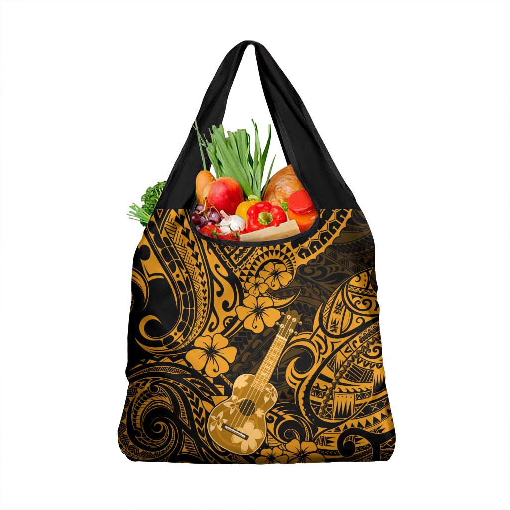 Hawaii Ukulele Grocery Bag Polynesian Pattern Gold Version LT01 1-pack One Size Gold - Polynesian Pride