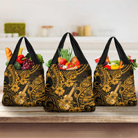 Hawaii Ukulele Grocery Bag Polynesian Pattern Gold Version LT01 3-pack One Size Gold - Polynesian Pride