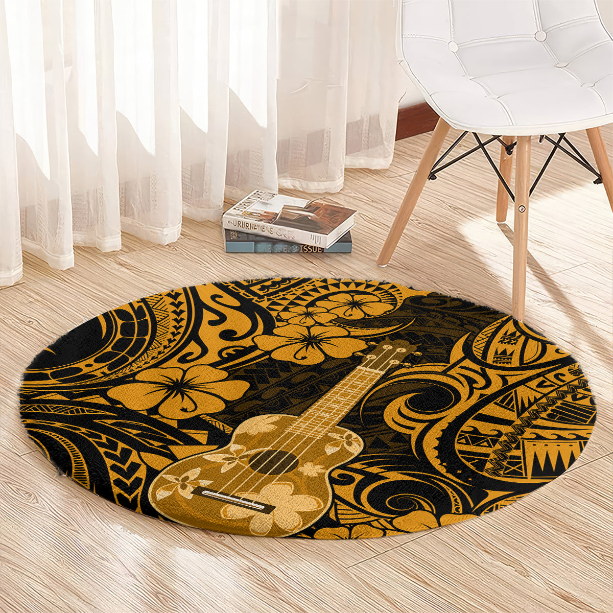Hawaii Ukulele Round Carpet Polynesian Pattern Gold Version LT01 - Polynesian Pride