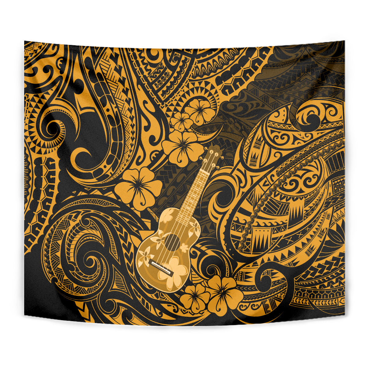 Hawaii Ukulele Tapestry Polynesian Pattern Gold Version LT01 - Polynesian Pride